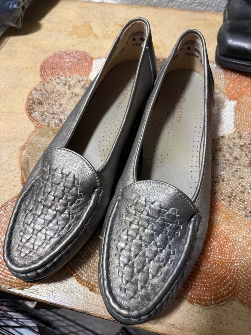 Soft spots Metallic Silver Woven Front Loafers